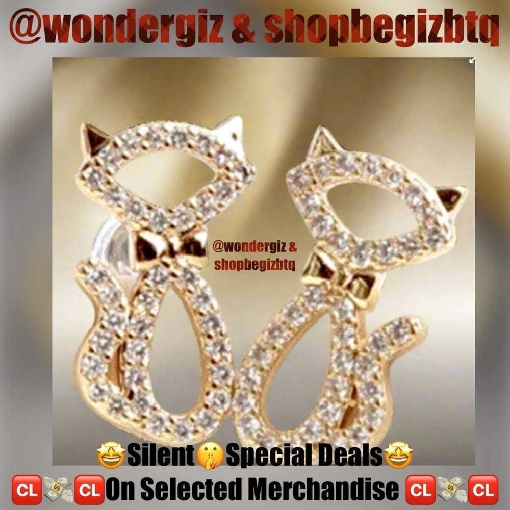 Kate Spade Authentic York Jazz Things Up Pave Cat Stud Earrings